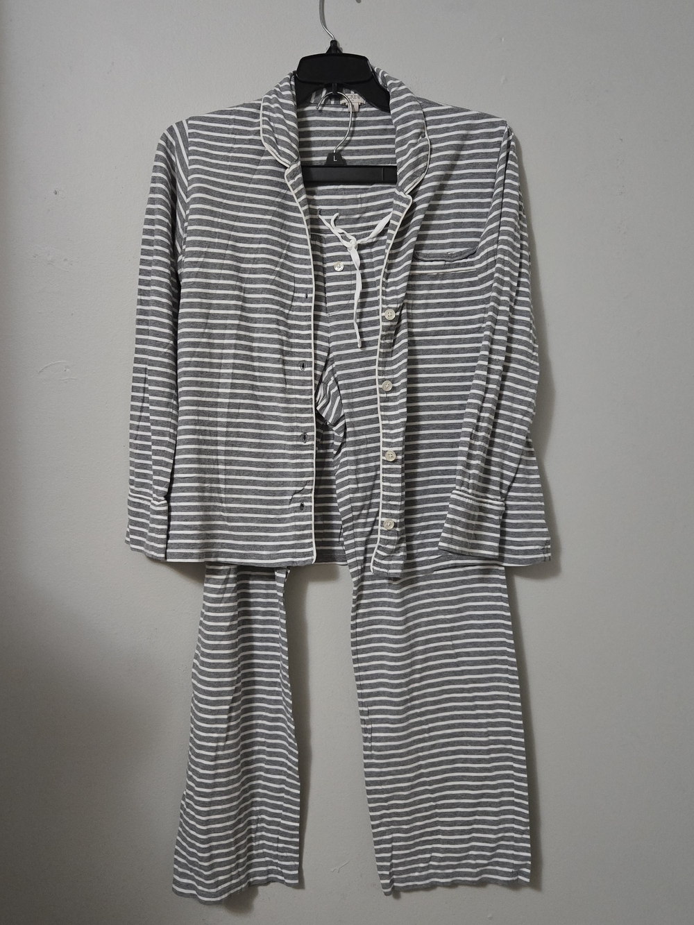 J. Crew Kids Gray & White Striped Pajama Set